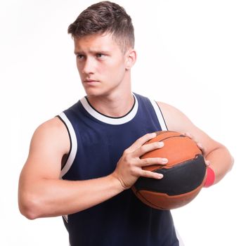 Basketball player with the ball - studio shoot 