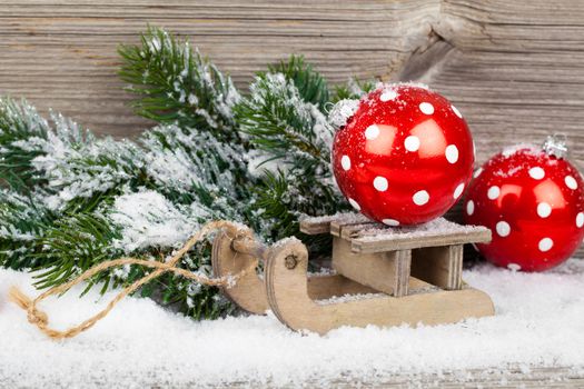 Christmas decoration over wooden background