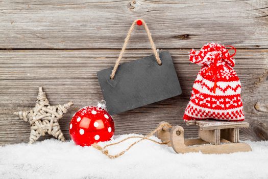 Christmas decoration over wooden background