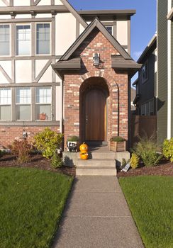 Front door entrance of a home with decor.