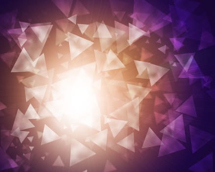 Glow multicolor triangles on dark background. Abstract texture