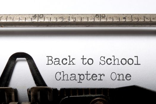 Back to school printed on an old typewriter 