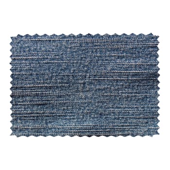 Denim fabric swatch sample isolated over white background