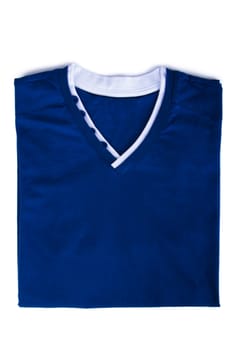 Blue T-shirt isolated on white background - Stock Image