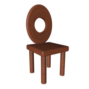 Wooden chair isolated over white, 3d render