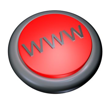 WWW button isolated over white, 3d render