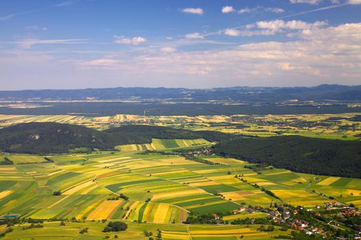 Aerial view of agricultural fields