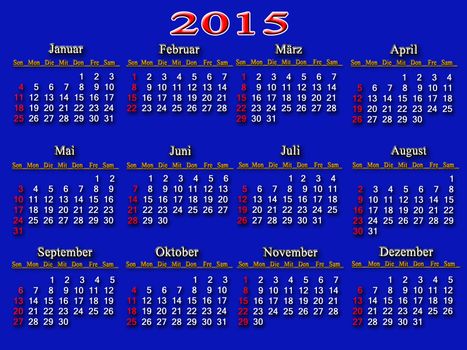 beautiful blue calendar for next 2015 year