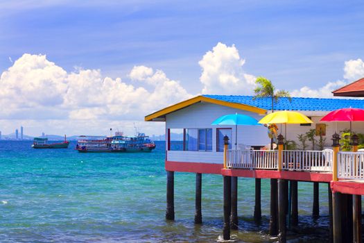 Houses on piles, Koh Larn island, Thailand