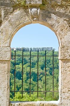 Photo shows a detail of the old Tuscany window.