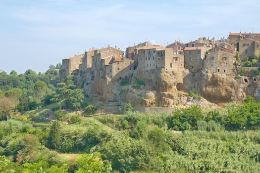 Photo shows a general view of the Tuscany city of Pitigliano.