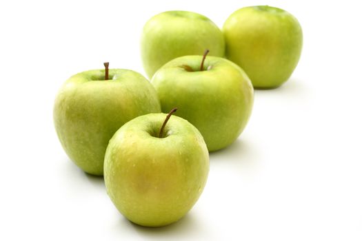 Green apples on white background 