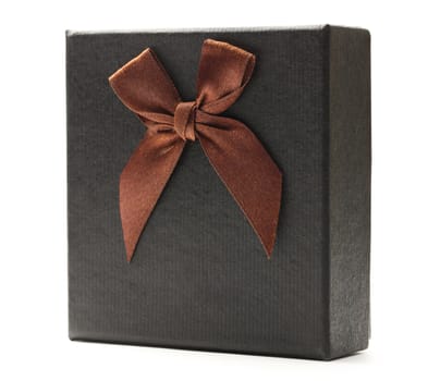 Gift box with bow on white background