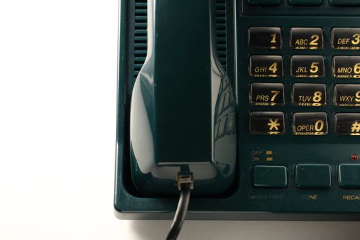 Stationary telephone receiver in closeup