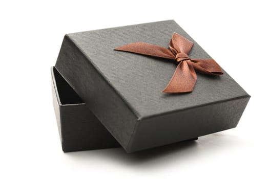 Gift box with bow on white background