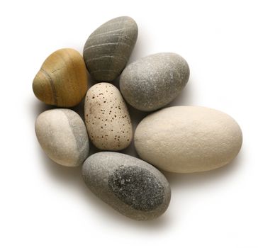 Sea stones on white background