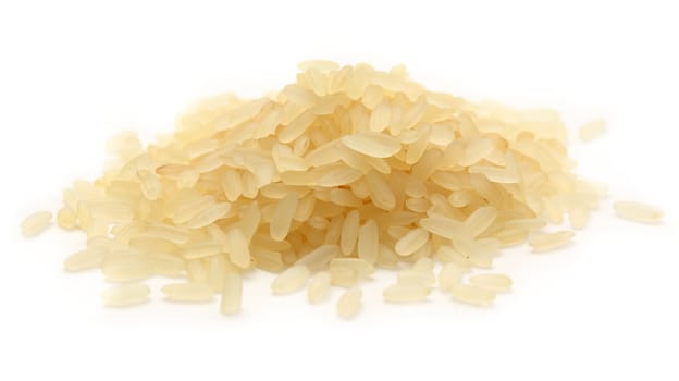 Heap of rice with on white