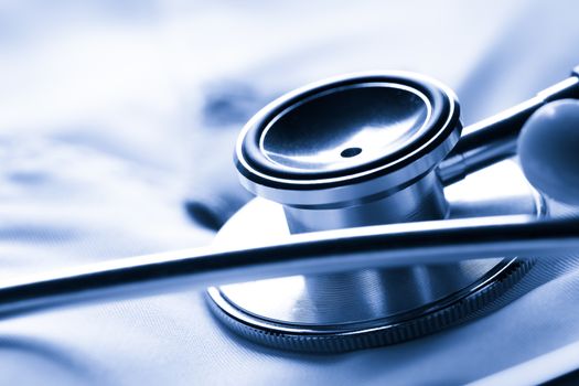 Stethoscope on white medical coat