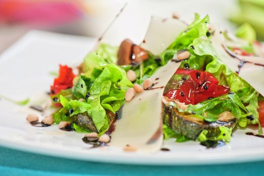 salad from grilled vegetables closeup