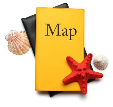 Seastar and seashells on map