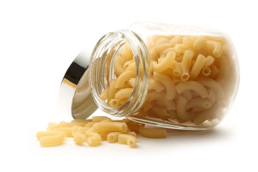 Short ribbed pasta tubes in jar