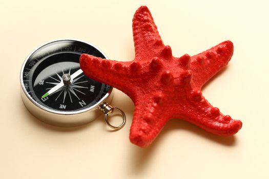 Compass and red sea star