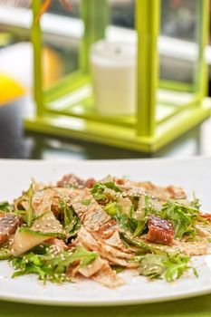 Salad with smoked eel. Japanese food