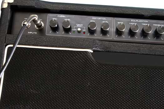 Guitar amplifier on white background