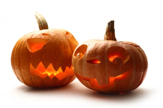 Funny and angry Halloween pumpkins