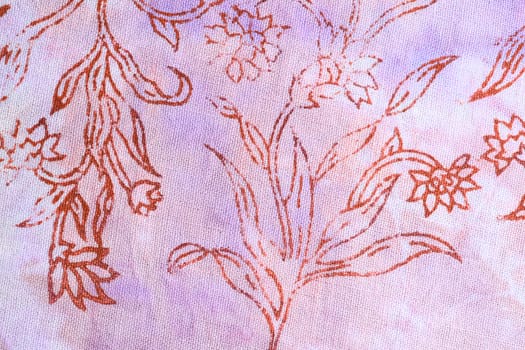 Silk batik with abstract flowers