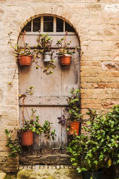 italian door in small village, Italy