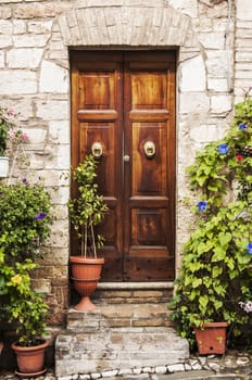 italian door in small village, Italy