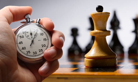 Wooden chessboard with chessmen