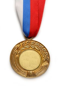 Metal medal with tricolor ribbon