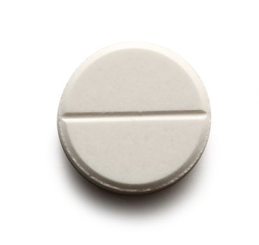 Aspirin pill on white background