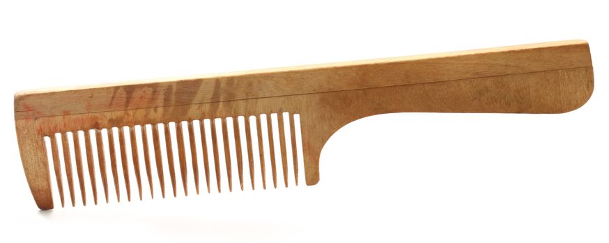 Wooden simple comb on white