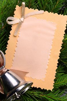 Background with fir and greeting card