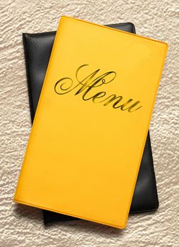 Yellow menu book brochure