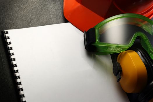 Blank sheet with helmet, goggles and headphones
