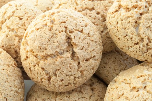 macro details of macaroons cookies in white background