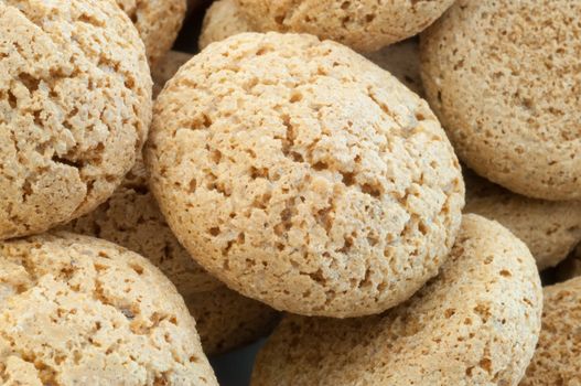 macro details of macaroons cookies in white background