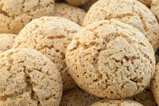 macro details of macaroons cookies in white background