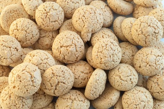 macro details of macaroons cookies in white background