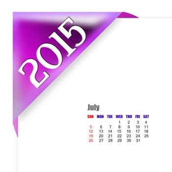 July 2015 - Calendar series with coner fold design