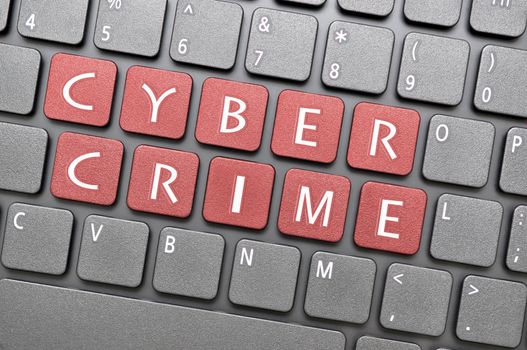 Red cyber crime key on keyboard
