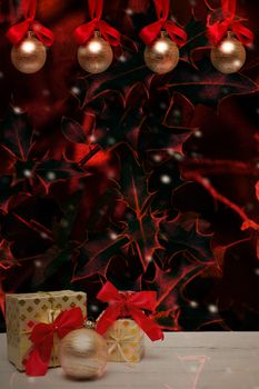 advent time or Christmas card with festive background and copyspace