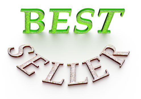 Glossy gold three-dimensional inscription Best seller as a sign.