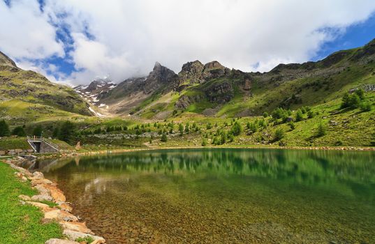 Doss dei Gembri small lake in Pejo Valley, Trentino, Italy