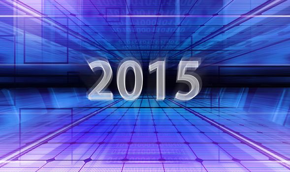 Technology background with transparent figures 2015 for New Year