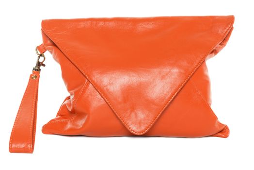 Orange woman bag isolated on white background